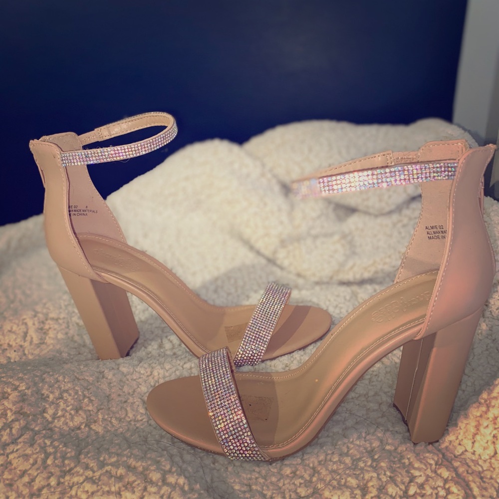 Blocked Rhinestone Heel